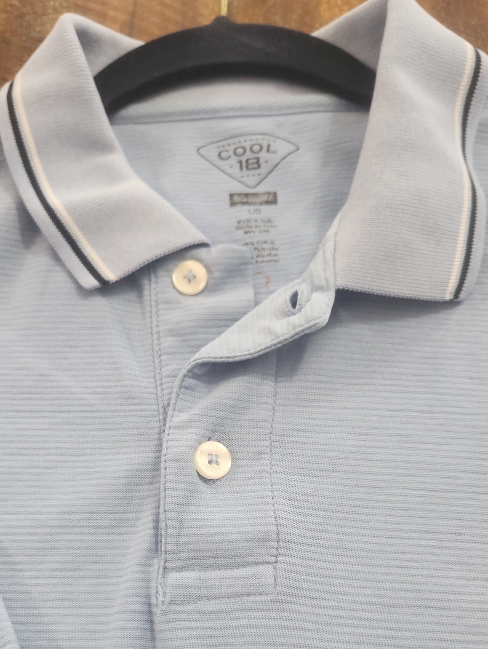 Light Blue Men’s Polo Shirt with Striped Collar